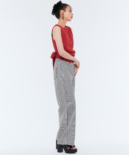 Narcissus（ナルシス）の「ストライプパンツ　ストレートワイド（デニムパンツ・レディース・ブラック/ブルー・FREE）」の4枚目の写真