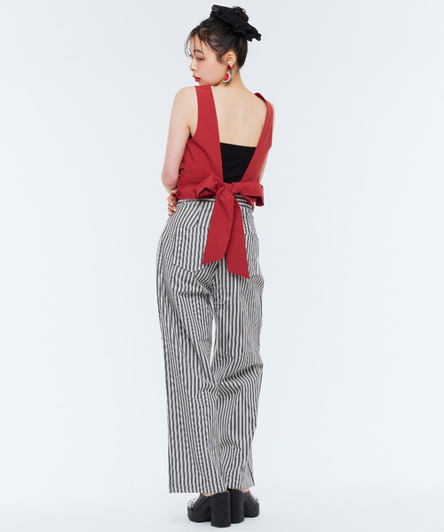 Narcissus（ナルシス）の「ストライプパンツ　ストレートワイド（デニムパンツ・レディース・ブラック/ブルー・FREE）」の5枚目の写真