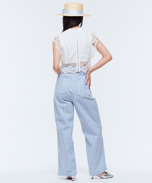 Narcissus（ナルシス）の「ストライプパンツ　ストレートワイド（デニムパンツ・レディース・ブラック/ブルー・FREE）」の17枚目の写真