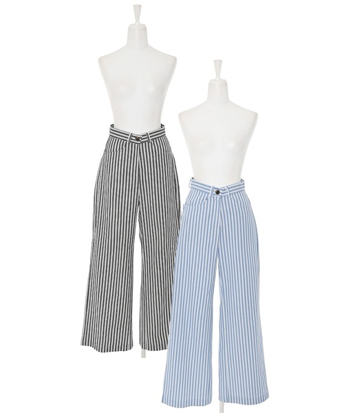 Narcissus（ナルシス）の「ストライプパンツ　ストレートワイド（デニムパンツ・レディース・ブラック/ブルー・FREE）」の18枚目の写真