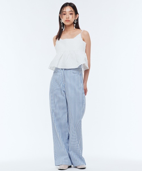 Narcissus（ナルシス）の「ストライプパンツ　ストレートワイド（デニムパンツ・レディース・ブラック/ブルー・FREE）」の22枚目の写真
