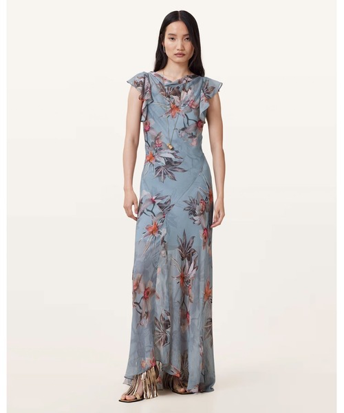 ALLSAINTS(オールセインツ)の「FLORA PRINTED MAXI DRESS | フローラ プリント マキシ ドレス・ワンピース(ワンピース・レディース・ブルー系その他・6/4/8/10/12)」の1枚目の写真