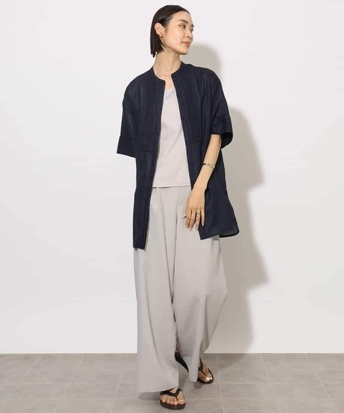 MICHEL KLEIN(ミッシェル・クラン)の「シアーチュニックブラウス(シャツ/ブラウス・レディース・ホワイト/ネイビー・38)」の6枚目の写真