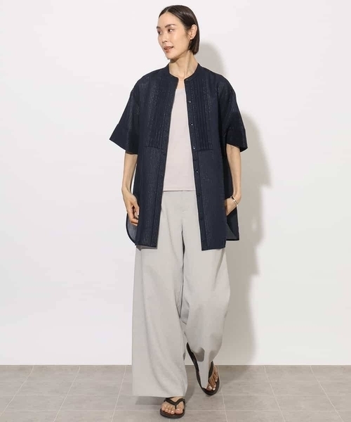 MICHEL KLEIN(ミッシェル・クラン)の「シアーチュニックブラウス(シャツ/ブラウス・レディース・ホワイト/ネイビー・38)」の7枚目の写真