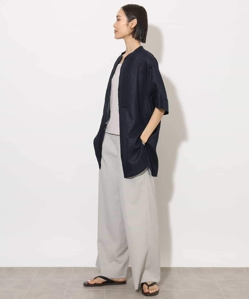MICHEL KLEIN(ミッシェル・クラン)の「シアーチュニックブラウス(シャツ/ブラウス・レディース・ホワイト/ネイビー・38)」の8枚目の写真