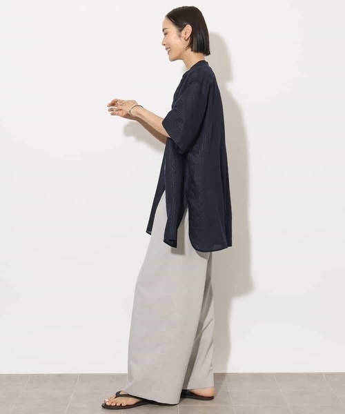 MICHEL KLEIN(ミッシェル・クラン)の「シアーチュニックブラウス(シャツ/ブラウス・レディース・ホワイト/ネイビー・38)」の9枚目の写真