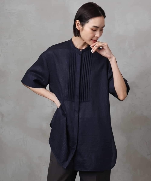 MICHEL KLEIN(ミッシェル・クラン)の「シアーチュニックブラウス(シャツ/ブラウス・レディース・ホワイト/ネイビー・38)」の10枚目の写真