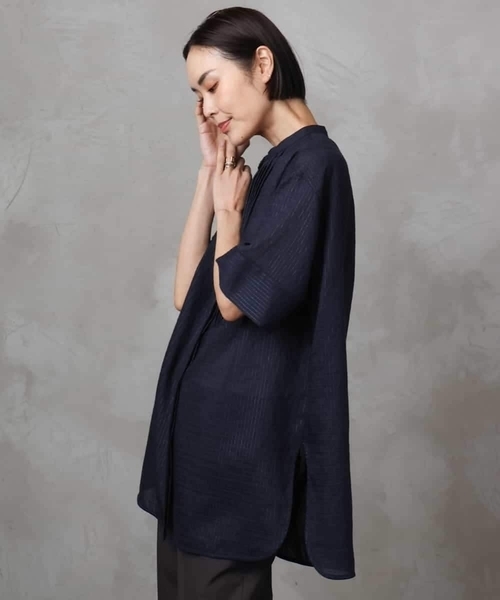 MICHEL KLEIN(ミッシェル・クラン)の「シアーチュニックブラウス(シャツ/ブラウス・レディース・ホワイト/ネイビー・38)」の11枚目の写真