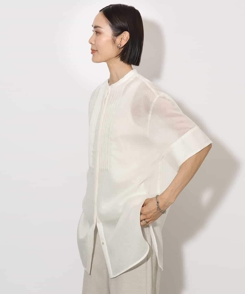 MICHEL KLEIN(ミッシェル・クラン)の「シアーチュニックブラウス(シャツ/ブラウス・レディース・ホワイト/ネイビー・38)」の17枚目の写真