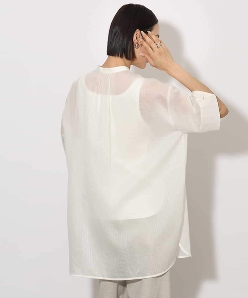 MICHEL KLEIN(ミッシェル・クラン)の「シアーチュニックブラウス(シャツ/ブラウス・レディース・ホワイト/ネイビー・38)」の18枚目の写真
