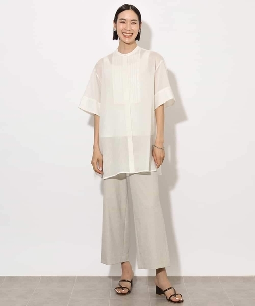 MICHEL KLEIN(ミッシェル・クラン)の「シアーチュニックブラウス(シャツ/ブラウス・レディース・ホワイト/ネイビー・38)」の19枚目の写真