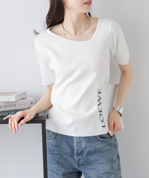 セール】アシンメトリーデザインニット（Tシャツ/カットソー
