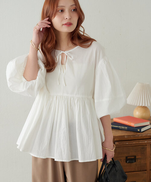 専用 極美品 Heve タフタバルーンブラウス ホワイト 完売 前後2way袖バルーンブラウス（シャツ/ブラウス）｜DISCOAT（ディス