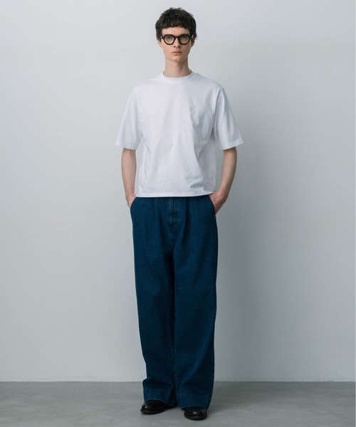 LURAKU(ルラク)の「【LURAKU】One-Point Cropped T-Shirt/ ワンポイント短丈Tシャツ(Tシャツ/カットソー・メンズ・ブラック/オフホワイト・S/M/L)」の9枚目の写真