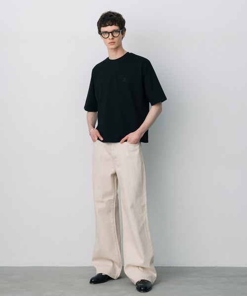 LURAKU(ルラク)の「【LURAKU】One-Point Cropped T-Shirt/ ワンポイント短丈Tシャツ(Tシャツ/カットソー・メンズ・ブラック/オフホワイト・S/M/L)」の19枚目の写真