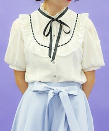 axes femme POETIQUE | レース肩あきブロッキングブラウス(シャツ/ブラウス)