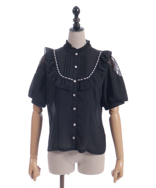 axes femme POETIQUE（アクシーズファムポエティック）の「レース肩あきブロッキングブラウス（シャツ/ブラウス・レディース・ピンク/キナリ/ブラック・MEDIUM）」の17枚目の写真