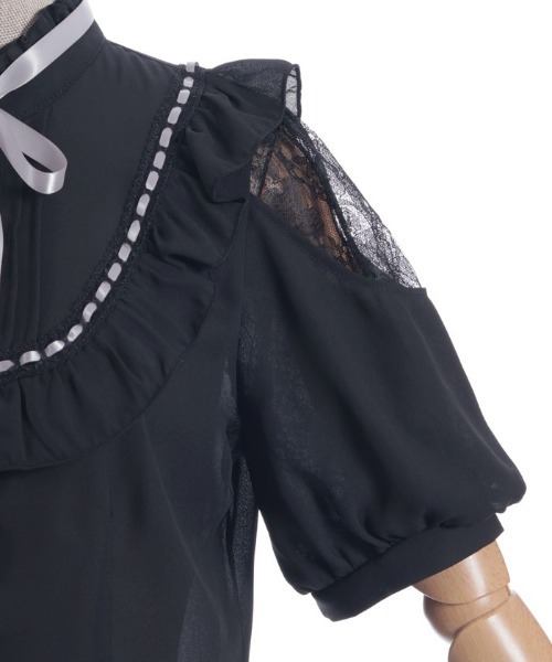 axes femme POETIQUE（アクシーズファムポエティック）の「レース肩あきブロッキングブラウス（シャツ/ブラウス・レディース・ピンク/キナリ/ブラック・MEDIUM）」の19枚目の写真