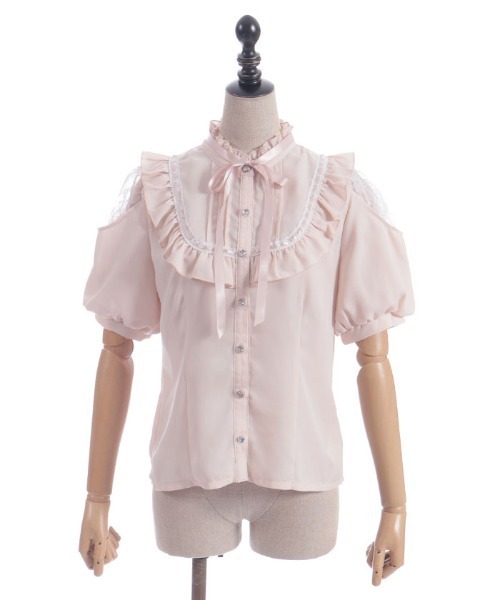 axes femme POETIQUE（アクシーズファムポエティック）の「レース肩あきブロッキングブラウス（シャツ/ブラウス・レディース・ピンク/キナリ/ブラック・MEDIUM）」の20枚目の写真