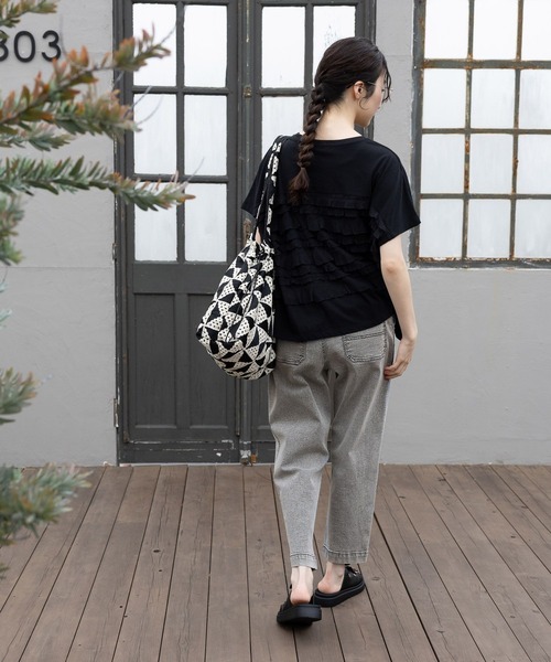 フリルメッシュフレンチプルオーバー（Tシャツ/カットソー