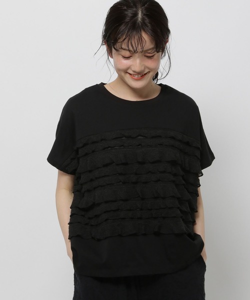 niko and...（ニコアンド）の「フリルメッシュフレンチプルオーバー（Tシャツ/カットソー・レディース・オフホワイト/ブラック/モカ・LARGE/MEDIUM）」の18枚目の写真