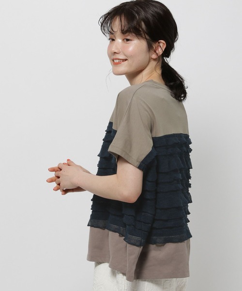 niko and...（ニコアンド）の「フリルメッシュフレンチプルオーバー（Tシャツ/カットソー・レディース・オフホワイト/ブラック/モカ・LARGE/MEDIUM）」の14枚目の写真