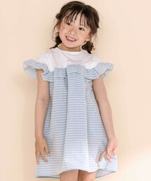 Noeil aime BeBe（ノイユエイムベベ）の「【お揃い】ボーダー柄フリル付きワンピース(80~130cm)（ワンピース・キッズ）」