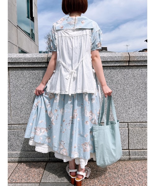PINK HOUSE(ピンクハウス)の「さざ波とねこプリントバッグ(トートバッグ・レディース・ライトブルー/ネイビー/キナリ・フリー)」の7枚目の写真