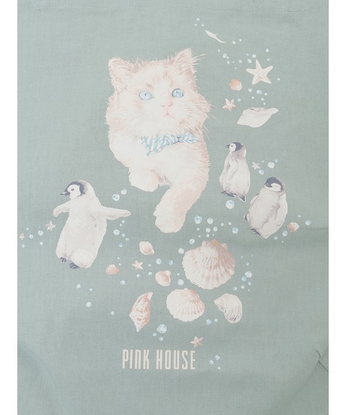 PINK HOUSE(ピンクハウス)の「さざ波とねこプリントバッグ(トートバッグ・レディース・ライトブルー/ネイビー/キナリ・フリー)」の16枚目の写真