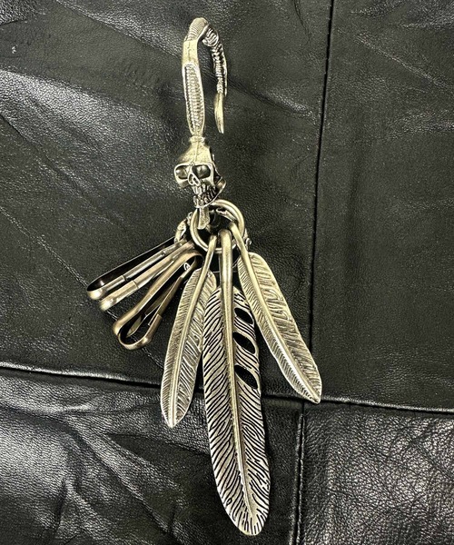 フェザー キーリング スカルフック キーホルダー ストリート