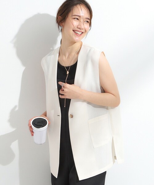 DRESKIP(ドレスキップ)の「【S-LL】夏のレイヤードコーデに さらりと着られるメッシュジレ(ベスト・レディース・カーキ/ブラック/アイボリー・04/03/02/01)」の2枚目の写真