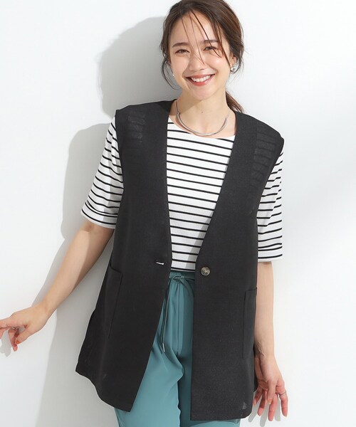 DRESKIP(ドレスキップ)の「【S-LL】夏のレイヤードコーデに さらりと着られるメッシュジレ(ベスト・レディース・カーキ/ブラック/アイボリー・04/03/02/01)」の3枚目の写真