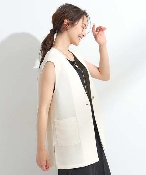 DRESKIP(ドレスキップ)の「【S-LL】夏のレイヤードコーデに さらりと着られるメッシュジレ(ベスト・レディース・カーキ/ブラック/アイボリー・04/03/02/01)」の5枚目の写真