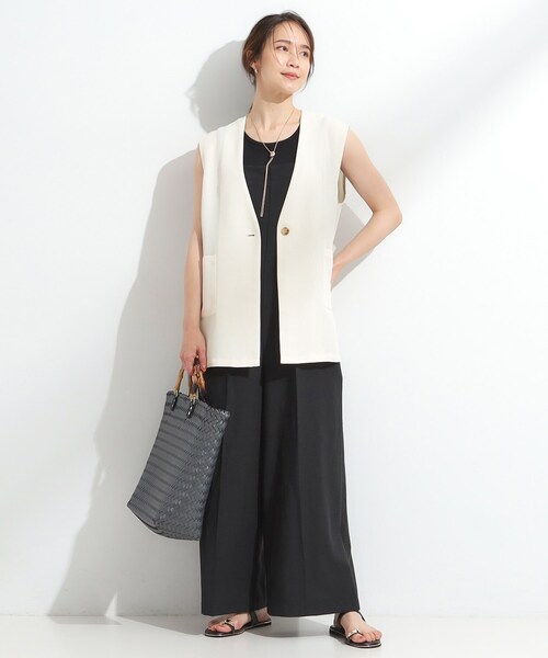 DRESKIP(ドレスキップ)の「【S-LL】夏のレイヤードコーデに さらりと着られるメッシュジレ(ベスト・レディース・カーキ/ブラック/アイボリー・04/03/02/01)」の6枚目の写真