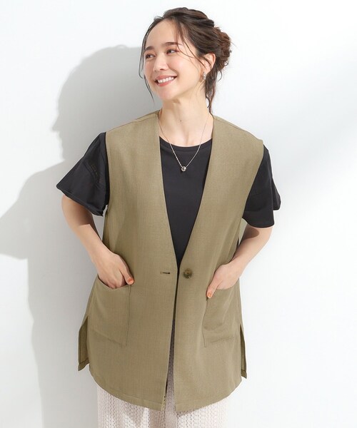 DRESKIP(ドレスキップ)の「【S-LL】夏のレイヤードコーデに さらりと着られるメッシュジレ(ベスト・レディース・カーキ/ブラック/アイボリー・04/03/02/01)」の12枚目の写真