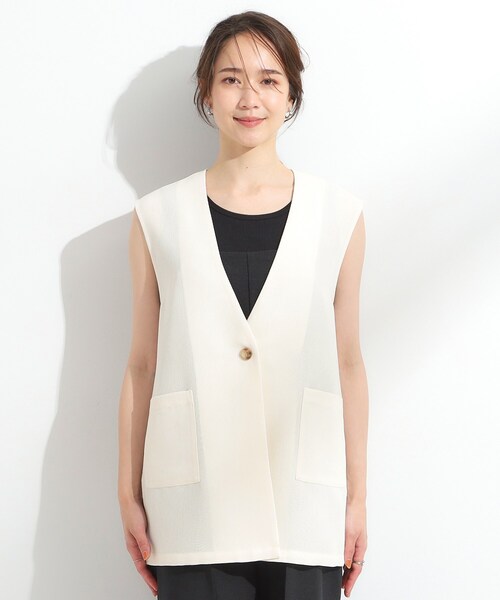 DRESKIP(ドレスキップ)の「【S-LL】夏のレイヤードコーデに さらりと着られるメッシュジレ(ベスト・レディース・カーキ/ブラック/アイボリー・04/03/02/01)」の16枚目の写真