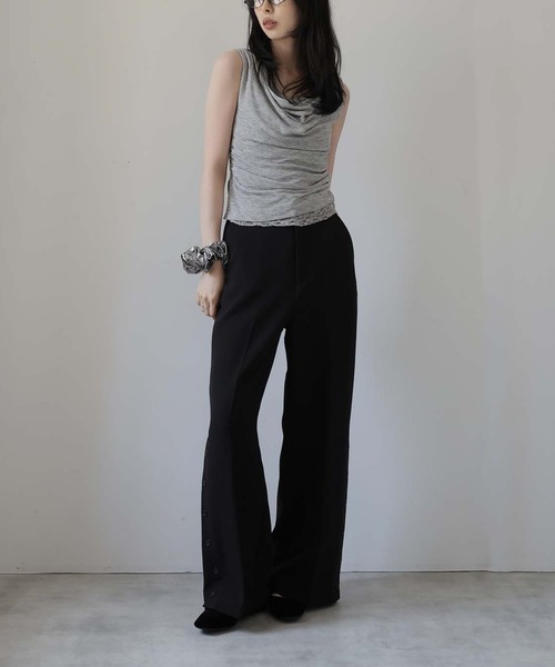 Doula Doula(ドゥーラドゥーラ)の「裾釦フレアパンツ(スラックス・レディース・ブラック/ブラウン/チャコール・マルチサイズ)」の20枚目の写真