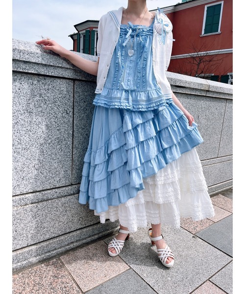 ダンガリー×ローンフリルスカート（スカート）｜PINK HOUSE（ピンク