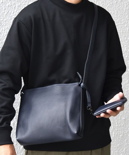 【アップルさん専用】A.P.C. ブラックレザーショルダーバッグ SHIPS any: スプリット レザー ミディアム ショルダーバッグ (カード