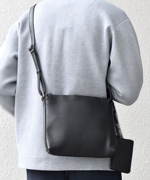 SHIPS any: スプリット レザー ミディアム ショルダーバッグ (カード