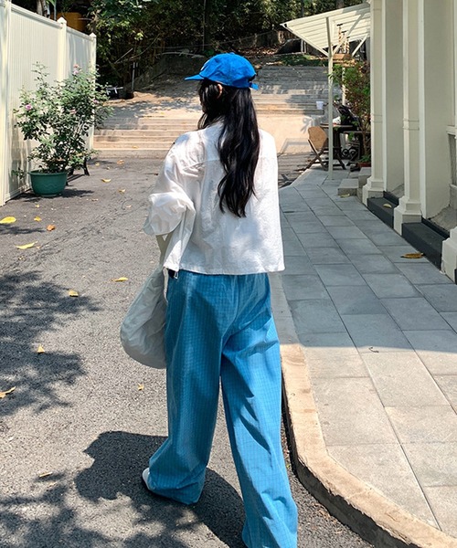 MEMECLE(メメクル)の「【 MEMECLE / メメクル 】チェックワイドイージーパンツ(その他パンツ・レディース・ブラック/ブルー・M/L/S)」の21枚目の写真