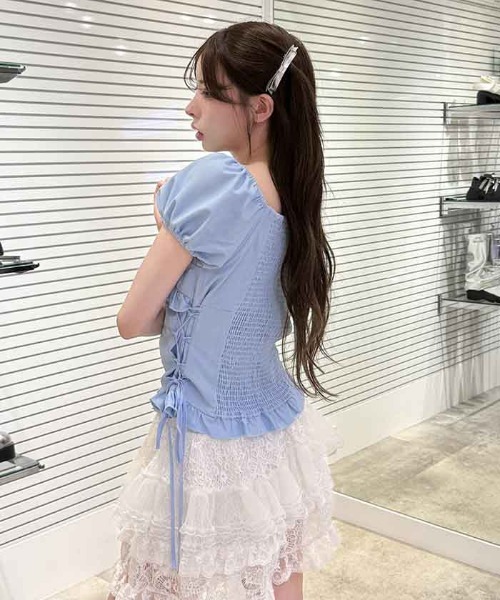FickleBebe(フィクルベベ)の「パフスリーブコルセットブラウス(シャツ/ブラウス・レディース・ホワイト/サックスブルー/ブラック・FREE)」の11枚目の写真