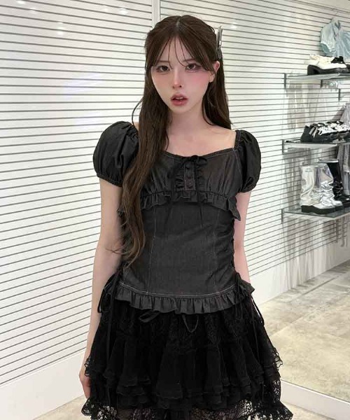 FickleBebe(フィクルベベ)の「パフスリーブコルセットブラウス(シャツ/ブラウス・レディース・ホワイト/サックスブルー/ブラック・FREE)」の12枚目の写真