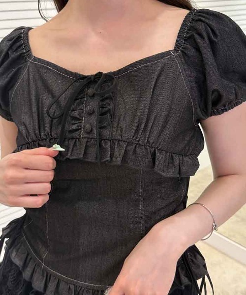 FickleBebe(フィクルベベ)の「パフスリーブコルセットブラウス(シャツ/ブラウス・レディース・ホワイト/サックスブルー/ブラック・FREE)」の17枚目の写真