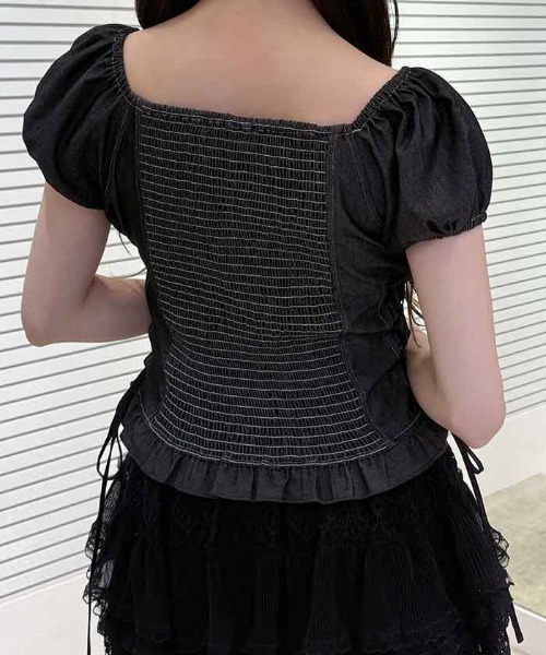FickleBebe(フィクルベベ)の「パフスリーブコルセットブラウス(シャツ/ブラウス・レディース・ホワイト/サックスブルー/ブラック・FREE)」の19枚目の写真