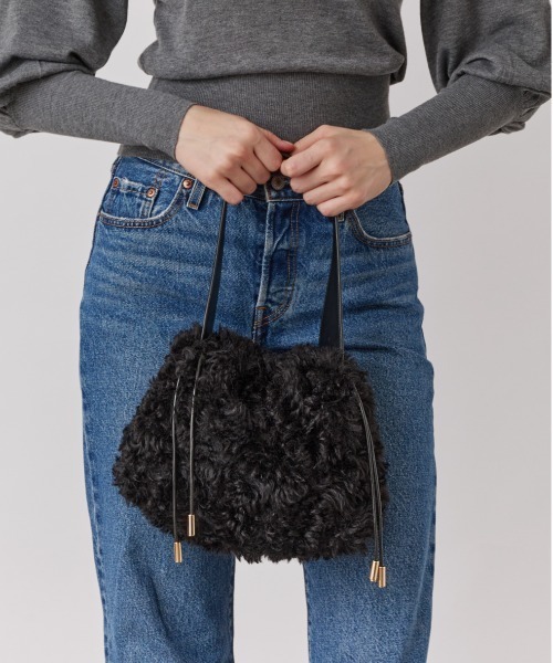 Chapeau d' O（シャポードオー）の「Chapeau d' O  Curly Draw String Bag / シャポードオー（ハンドバッグ・レディース・ライトベージュ/ブラック・FREE）」の3枚目の写真