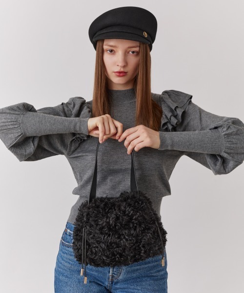 Chapeau d' O（シャポードオー）の「Chapeau d' O  Curly Draw String Bag / シャポードオー（ハンドバッグ・レディース・ライトベージュ/ブラック・FREE）」の5枚目の写真