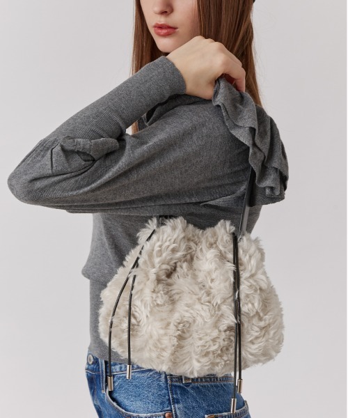 Chapeau d' O（シャポードオー）の「Chapeau d' O  Curly Draw String Bag / シャポードオー（ハンドバッグ・レディース・ライトベージュ/ブラック・FREE）」の12枚目の写真