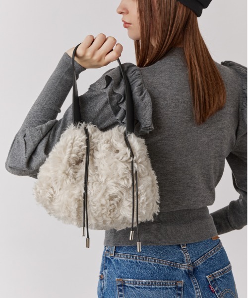 Chapeau d' O（シャポードオー）の「Chapeau d' O  Curly Draw String Bag / シャポードオー（ハンドバッグ・レディース・ライトベージュ/ブラック・FREE）」の14枚目の写真