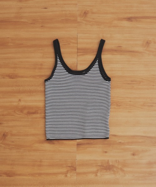 MERLOT（メルロー）の「サマーボーダーニットタンク（タンクトップ・レディース・ブラック/レッド・FREE）」の2枚目の写真